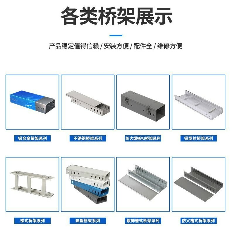 防火热浸锌槽式托盘式梯式电缆镀锌桥架图3